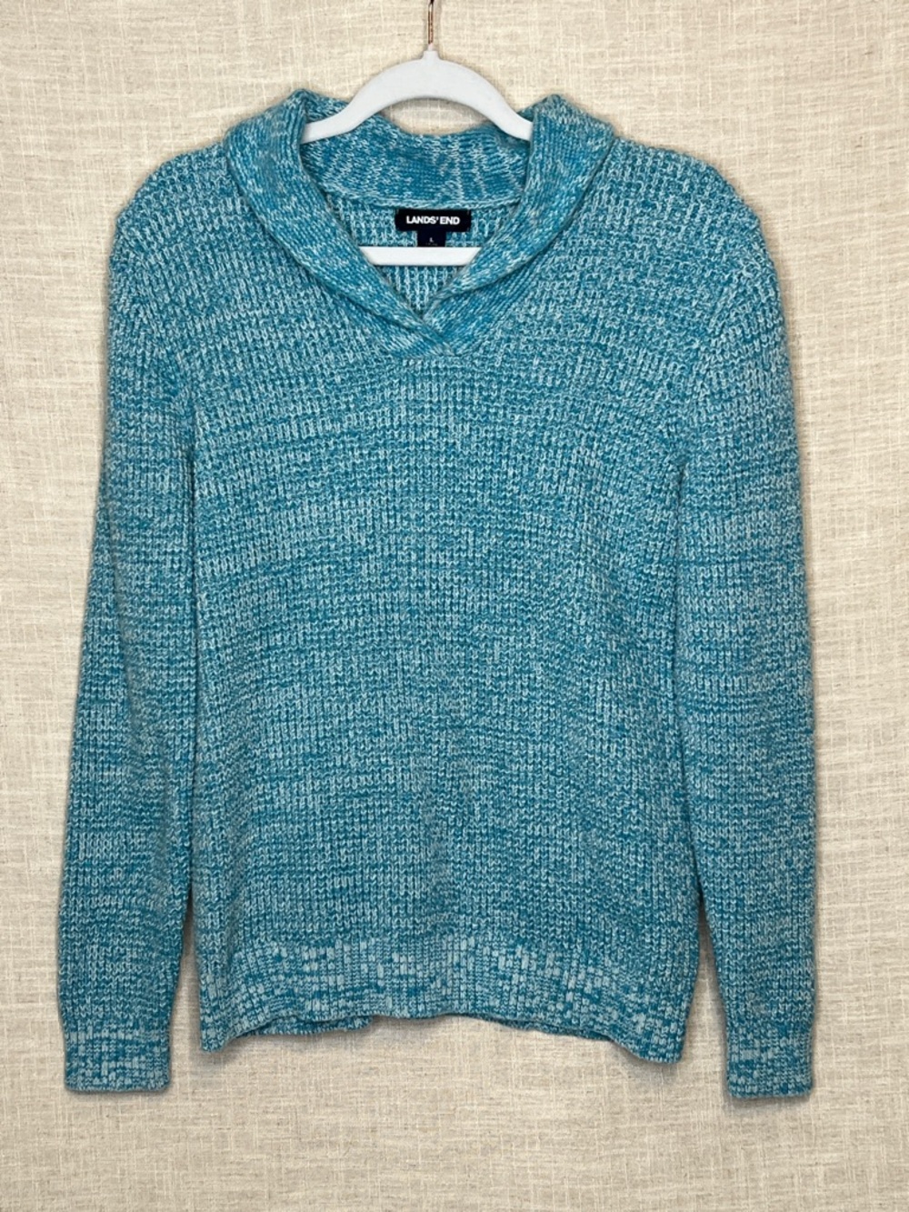 Lands' End Women’s Teal V-Neck Shawl Sweater